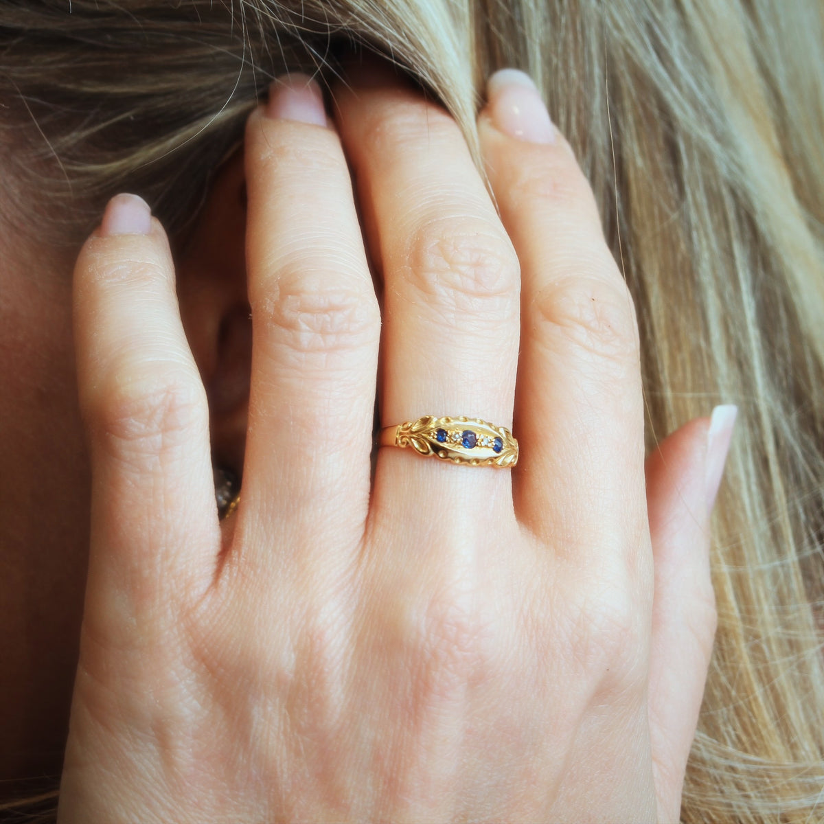 Date 1908 18ct Gold Sapphire & Diamond Ring