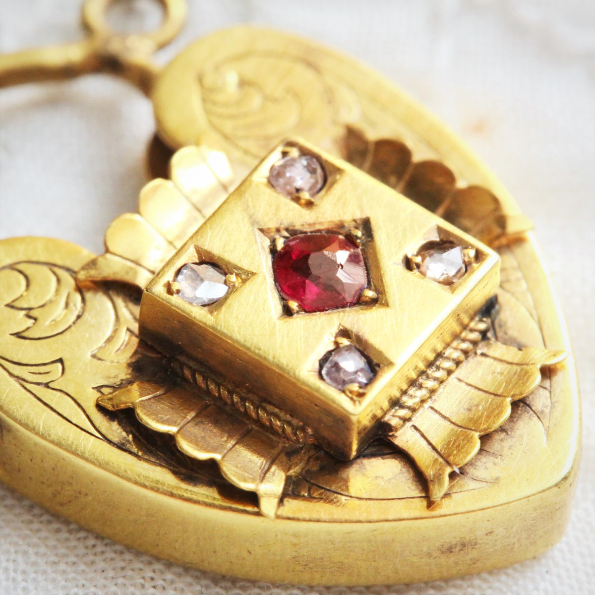 Antique Victorian Ruby & Diamond Padlock