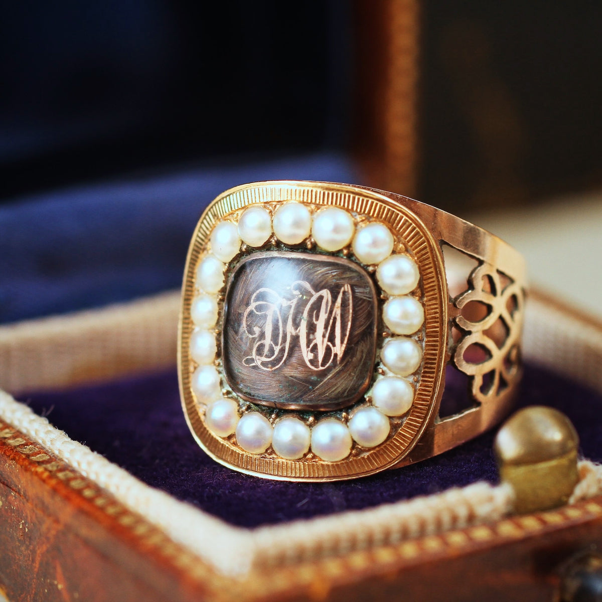 Pristine Perfection Georgian 'DHW' Pearl Ring