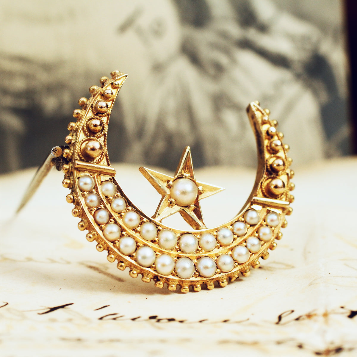 Late Victorian Crescent Moon Brooch