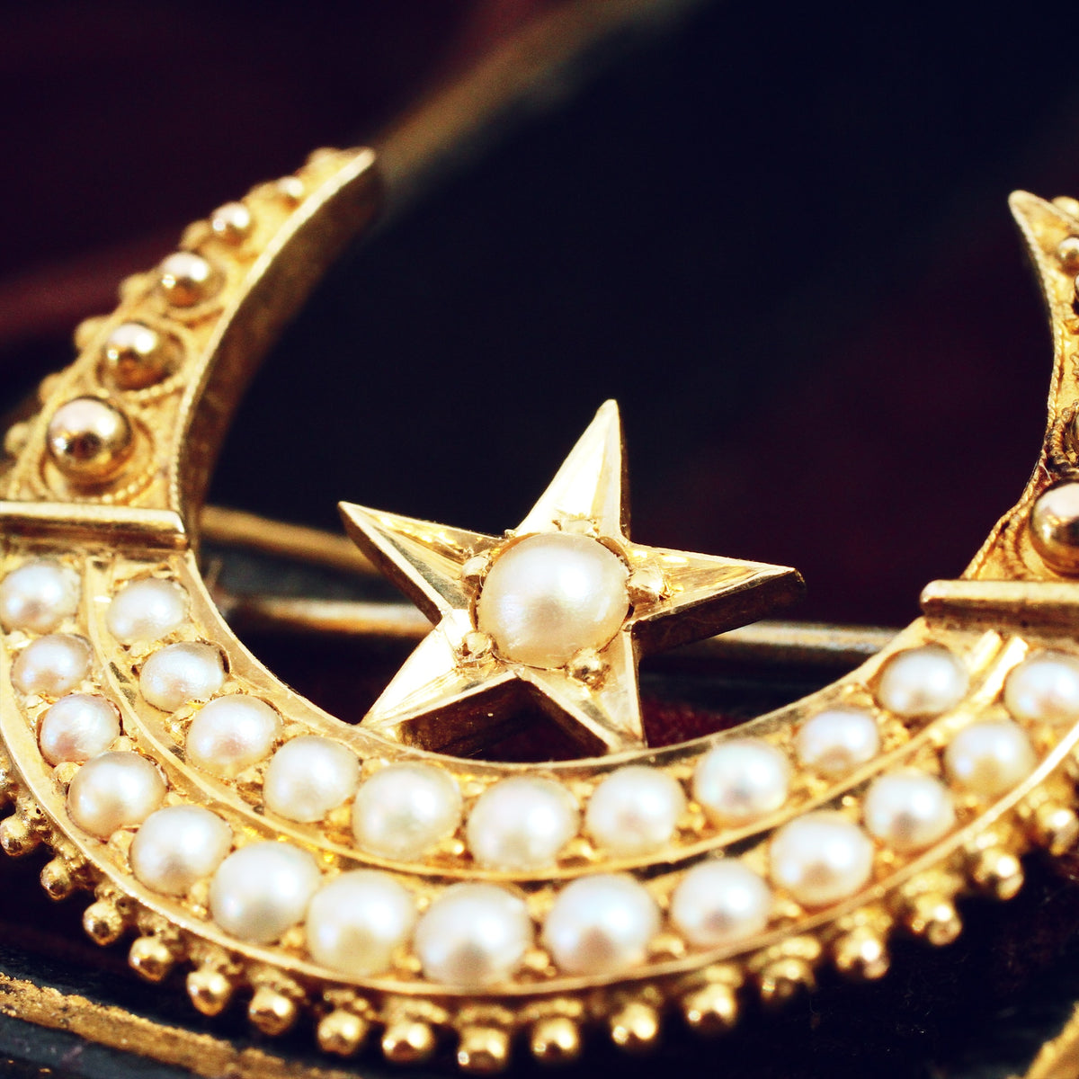 Late Victorian Crescent Moon Brooch