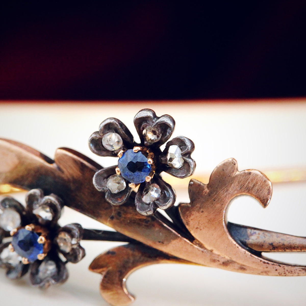 Victorian Diamond & Sapphire Garland Brooch