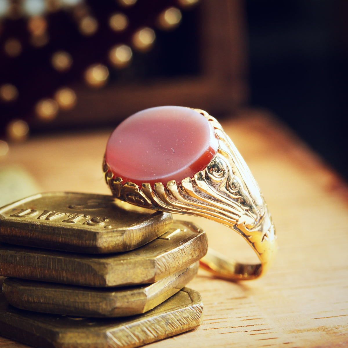 Antique Sardonyx Seal Signet Ring