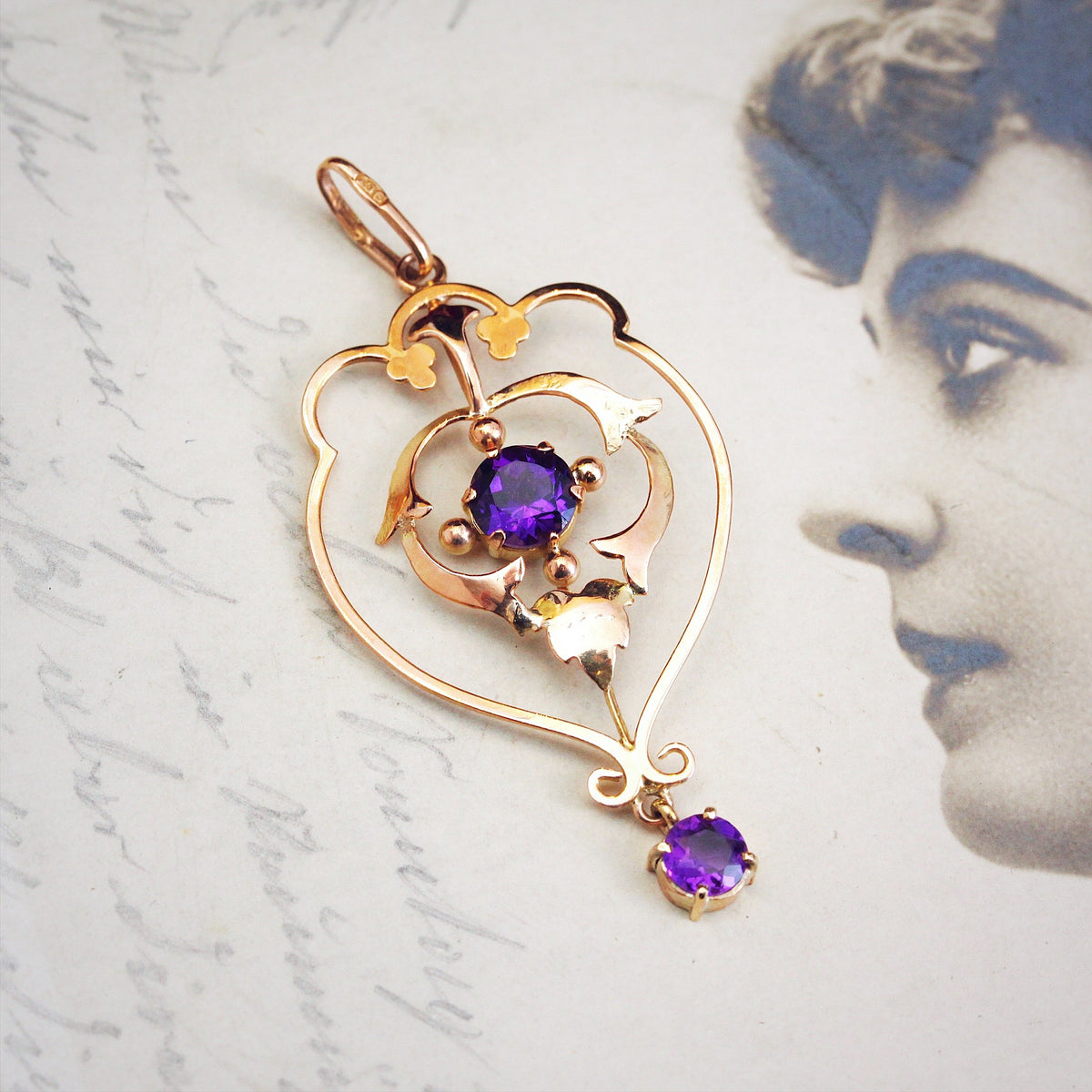 Antique Art Nouveau Amethyst Pendant