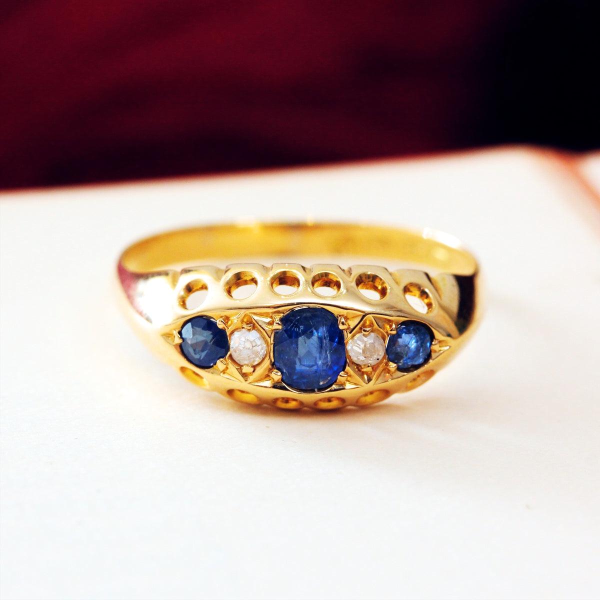 Edwardian Date 1916 Sapphire & Diamond Ring