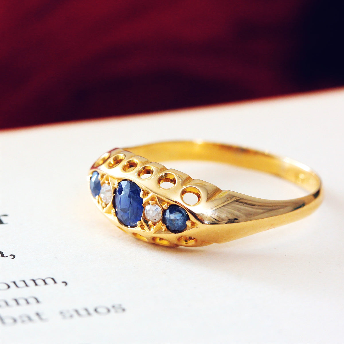 Edwardian Date 1916 Sapphire & Diamond Ring