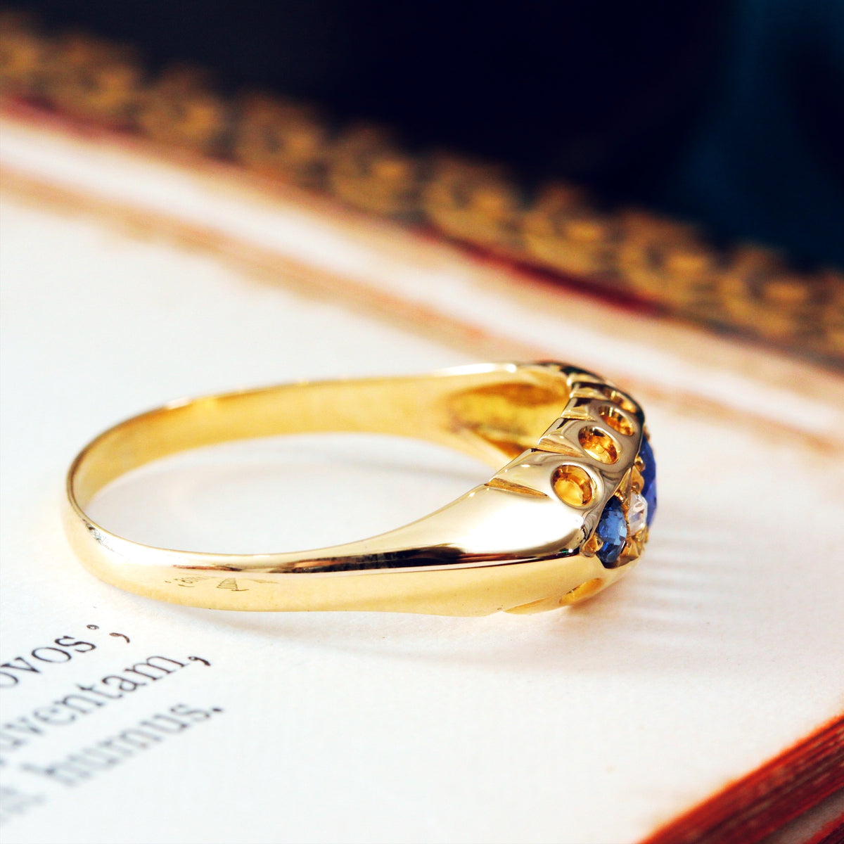 Edwardian Date 1916 Sapphire & Diamond Ring