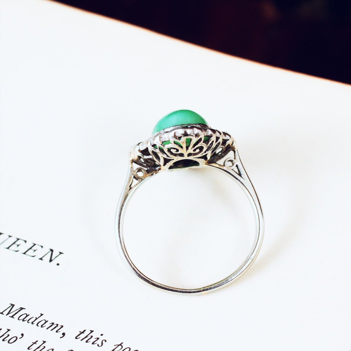 Superb Gem Quality Antique Jade & Diamond Ring