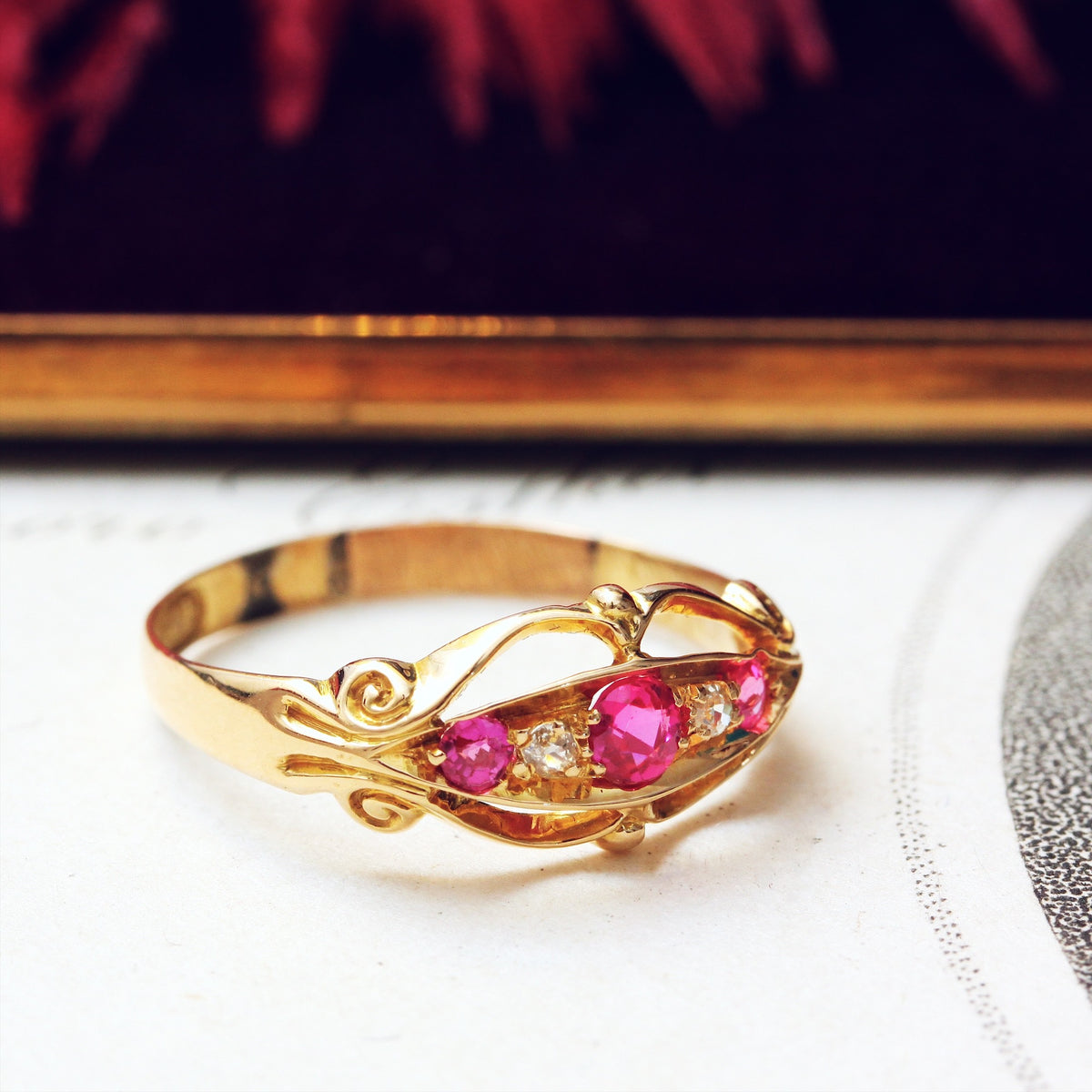 Delightful Antique Edwardian Ruby & Diamond Ring