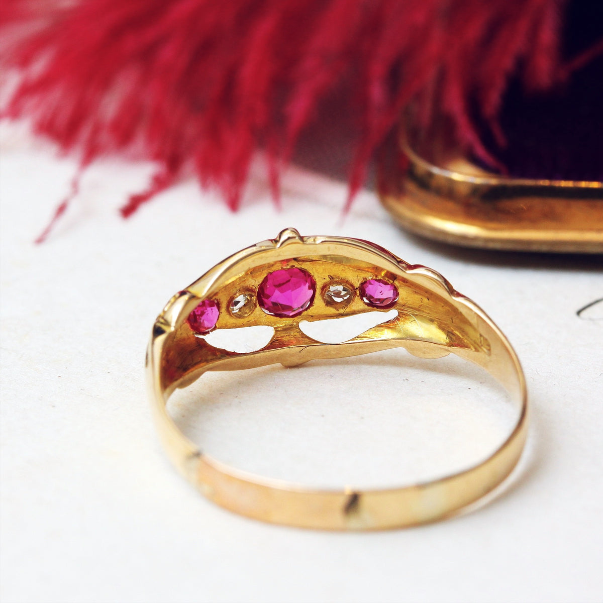 Delightful Antique Edwardian Ruby & Diamond Ring