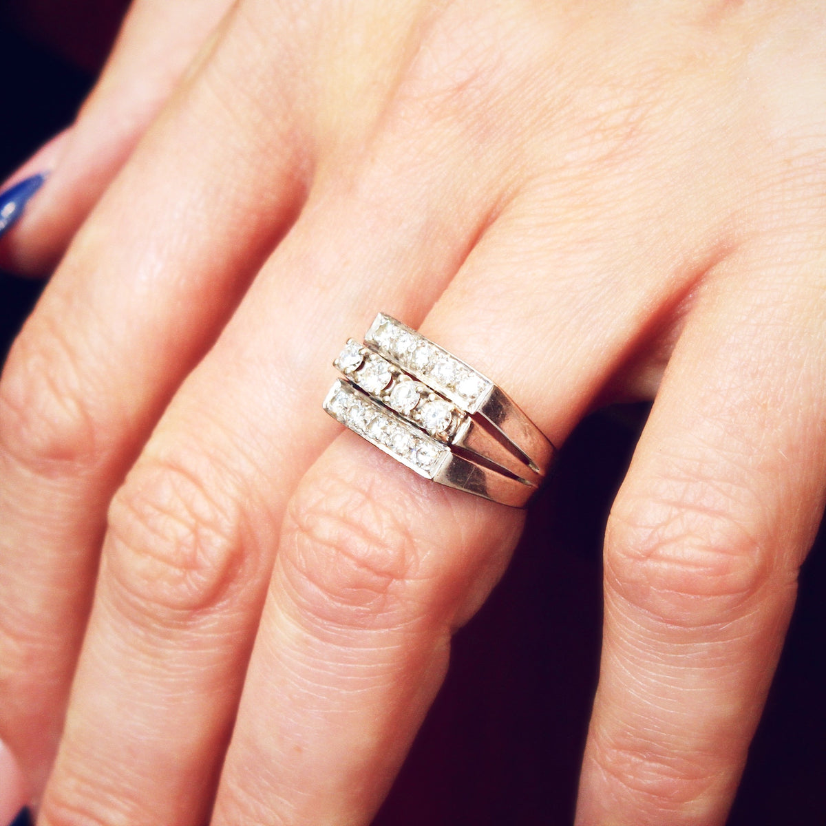 Fascinating Glamour! Art Deco Diamond 'Tank' Ring