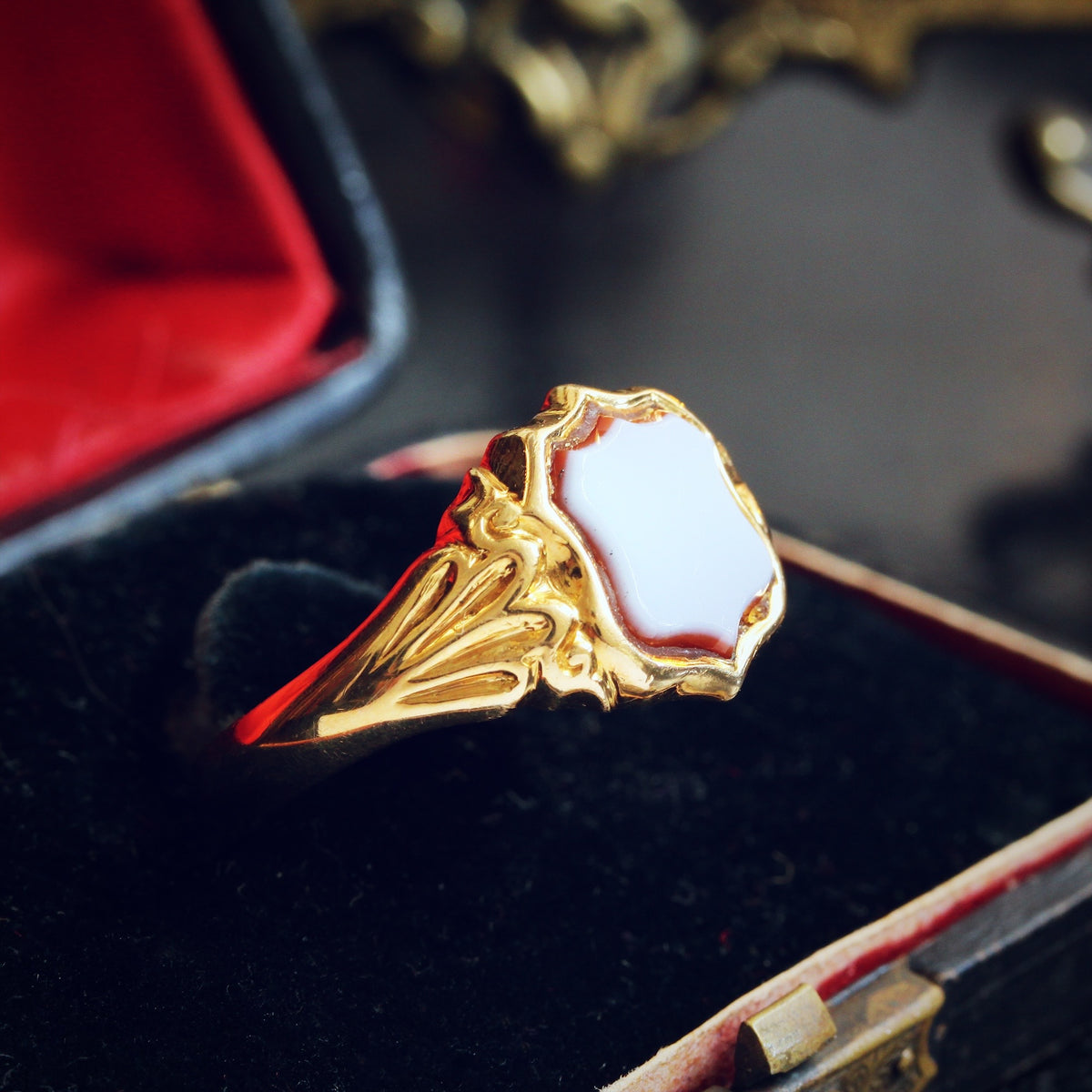 Date 1922 Shield Shaped Sardonyx Signet Ring