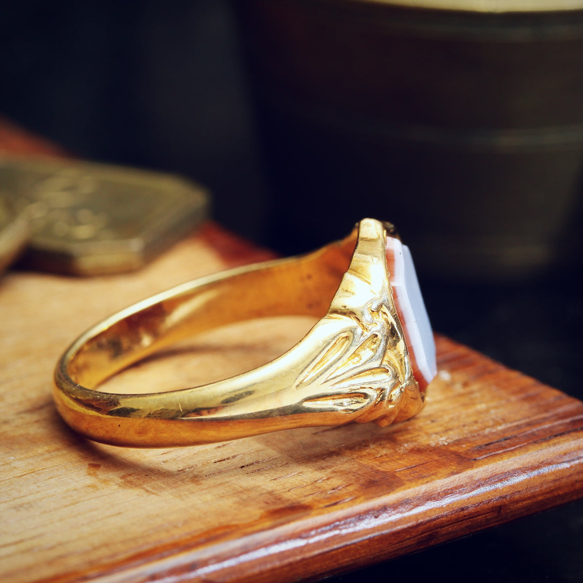 Date 1922 Shield Shaped Sardonyx Signet Ring