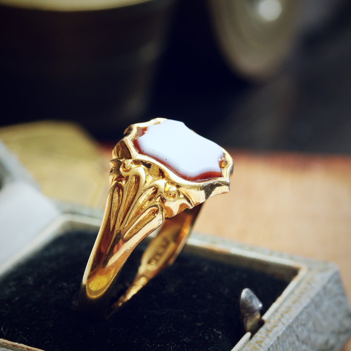 Date 1922 Shield Shaped Sardonyx Signet Ring