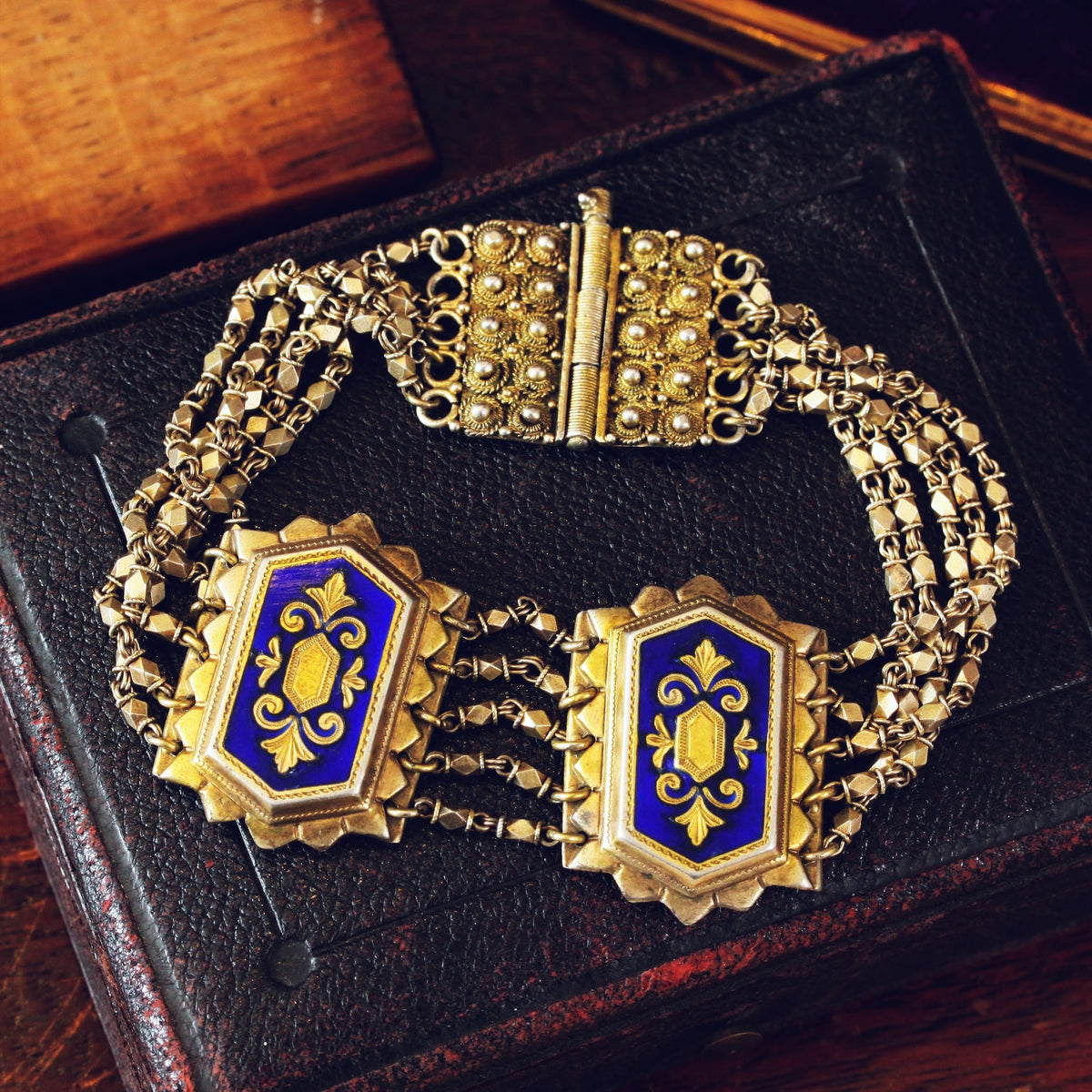 Continental Silver Gilt Enamel Bracelet