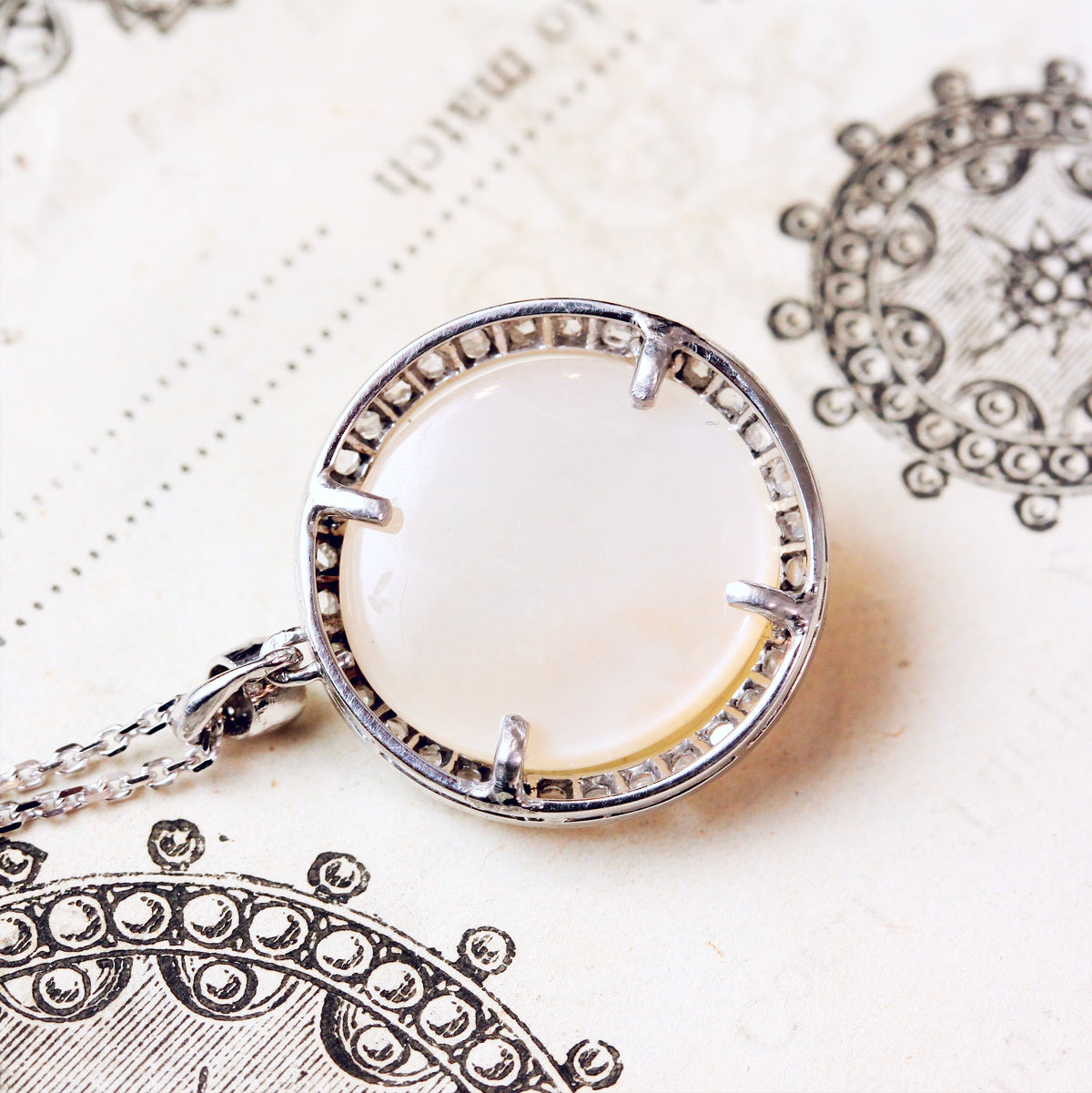 Moonstone & Diamond 'Man in the Moon' Pendant