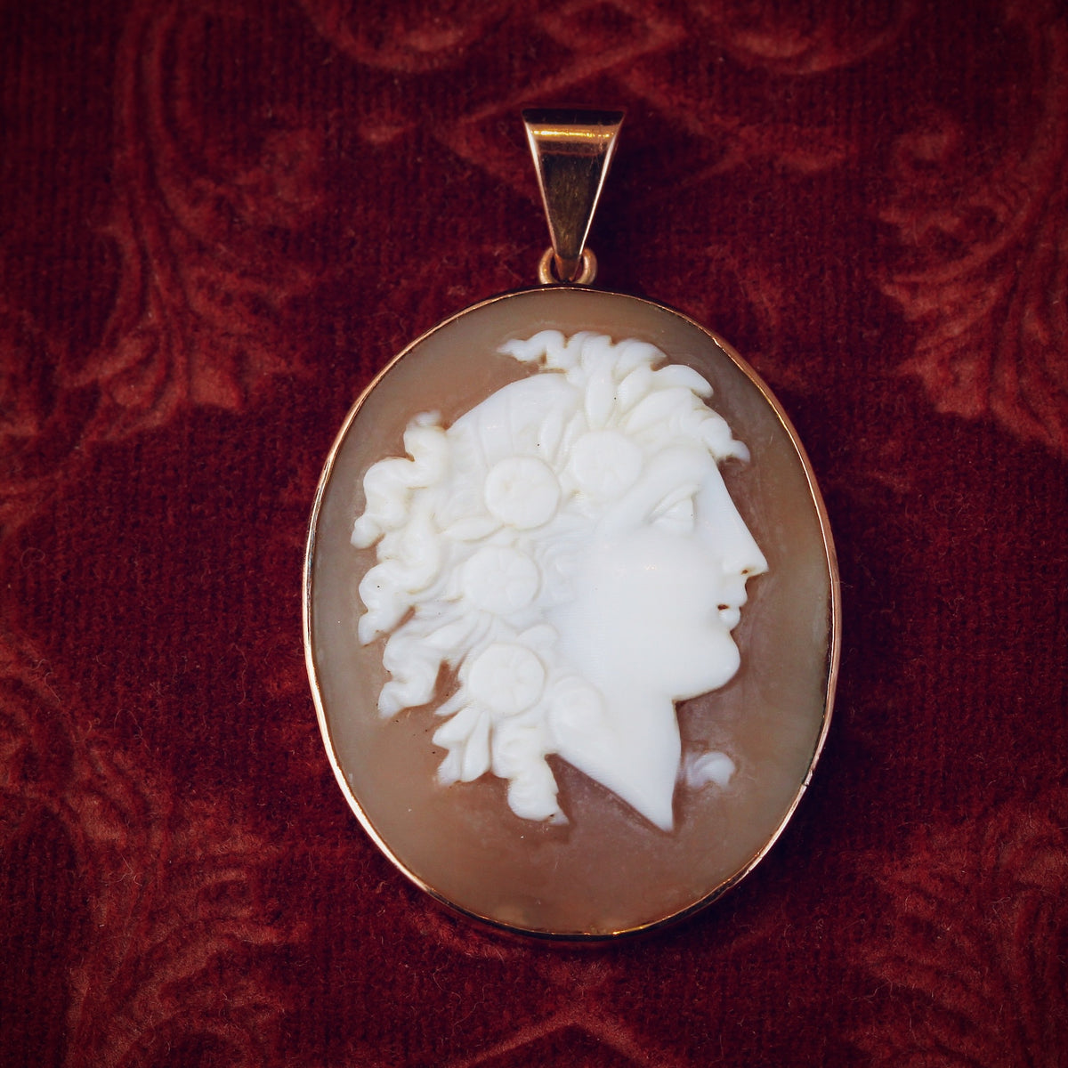 Antique Shell Cameo of Goddess Flora