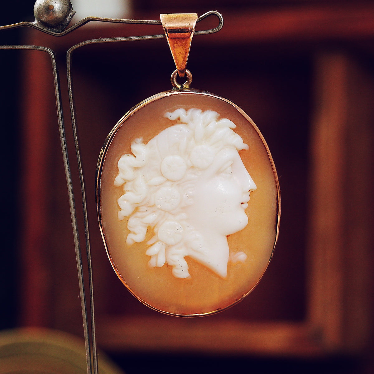 Antique Shell Cameo of Goddess Flora