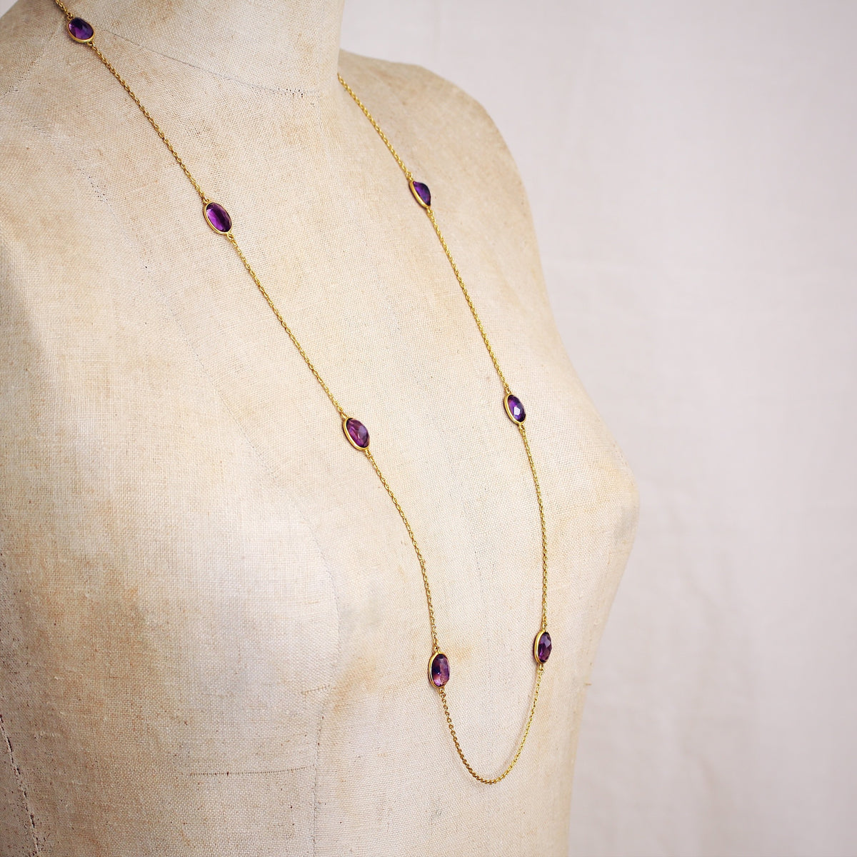 A Fine Edwardian Amethyst Stations Guard Chain