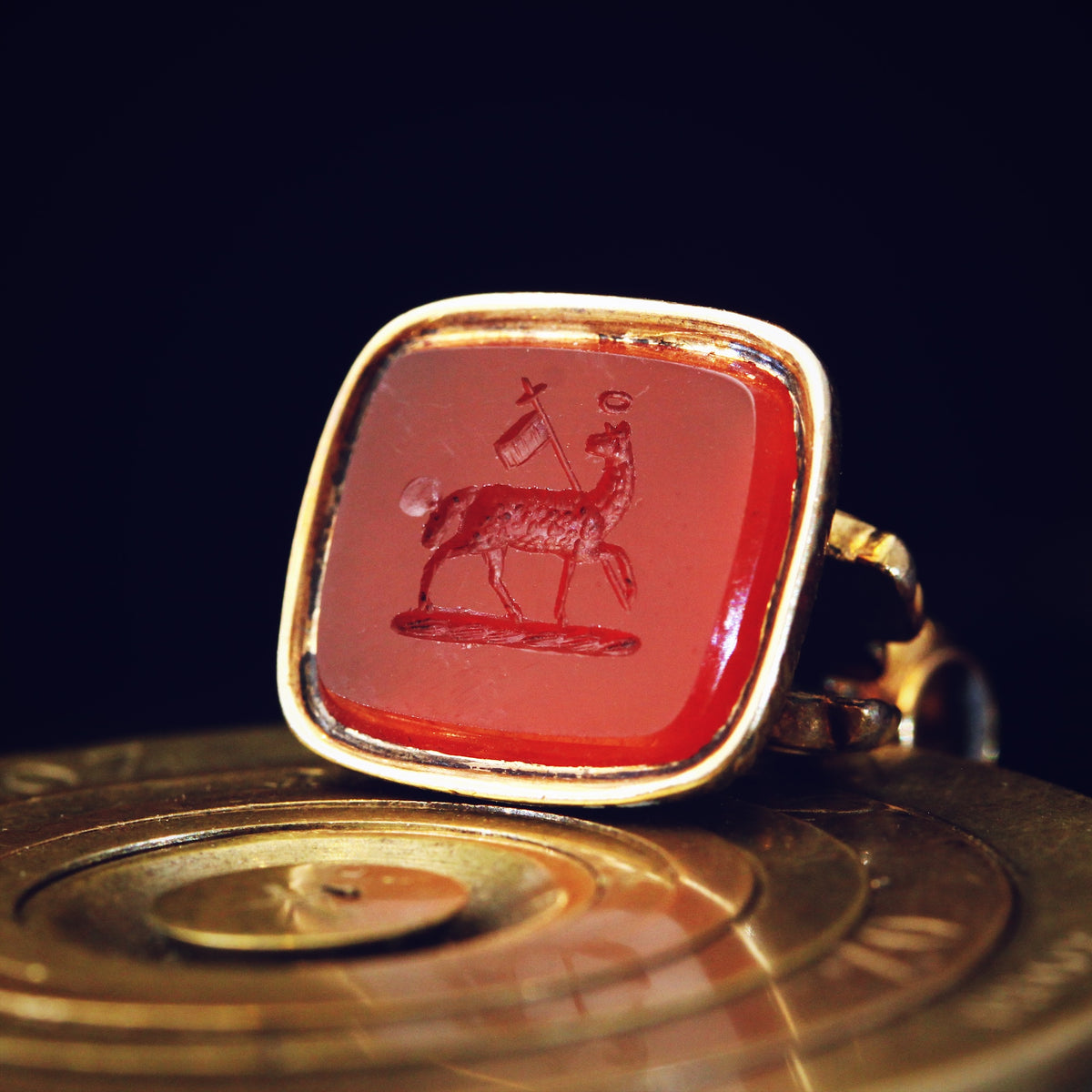 An Antique Georgian Era Intaglio Carved Carnelian Seal Fob