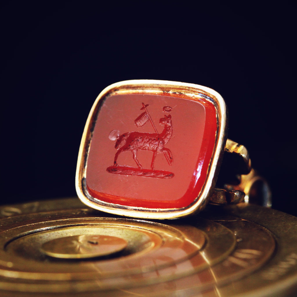 Georgian Era Carved Carnelian Signet Ring