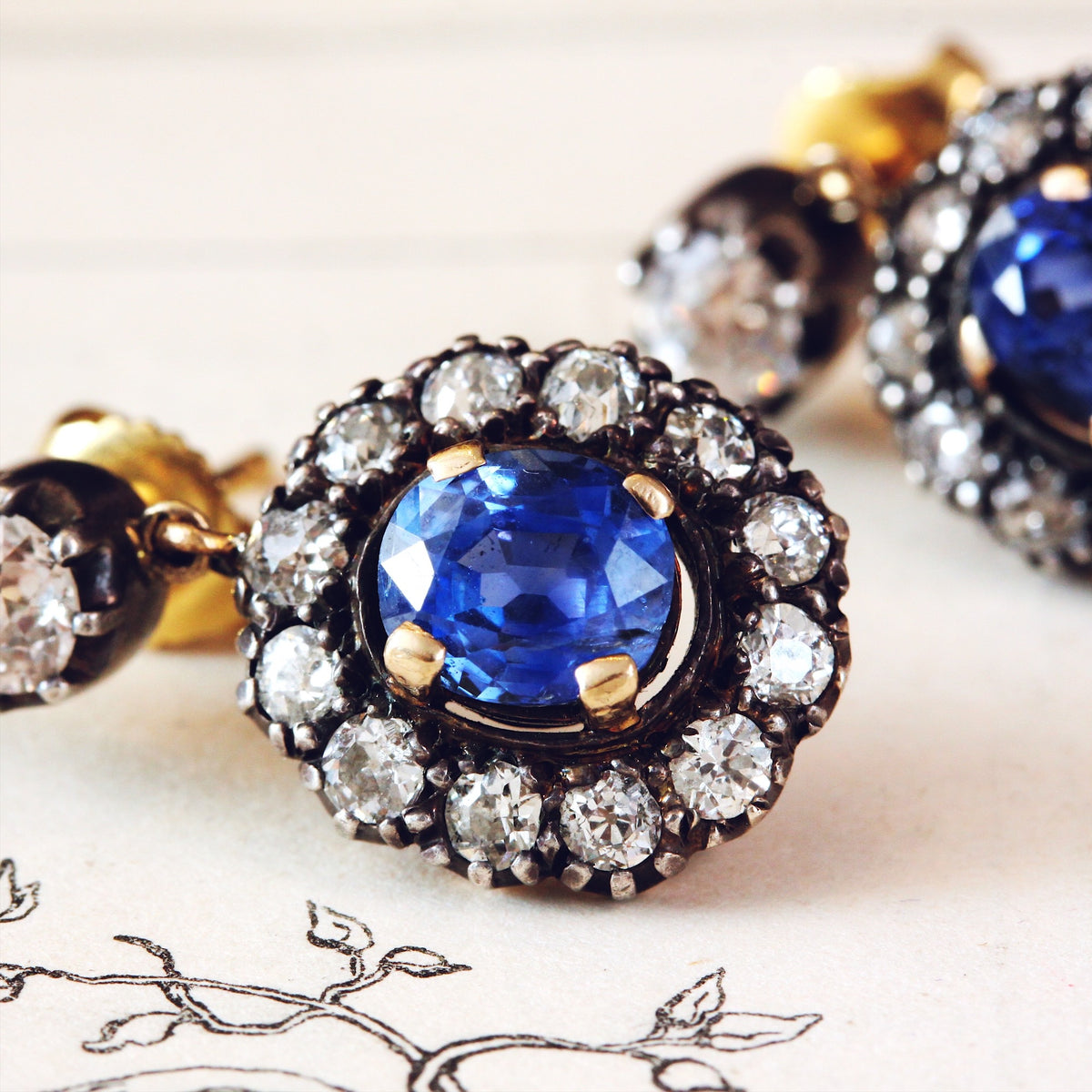 WOWEE!! Most Fabulous Victorian Sapphire & Diamond Earrings