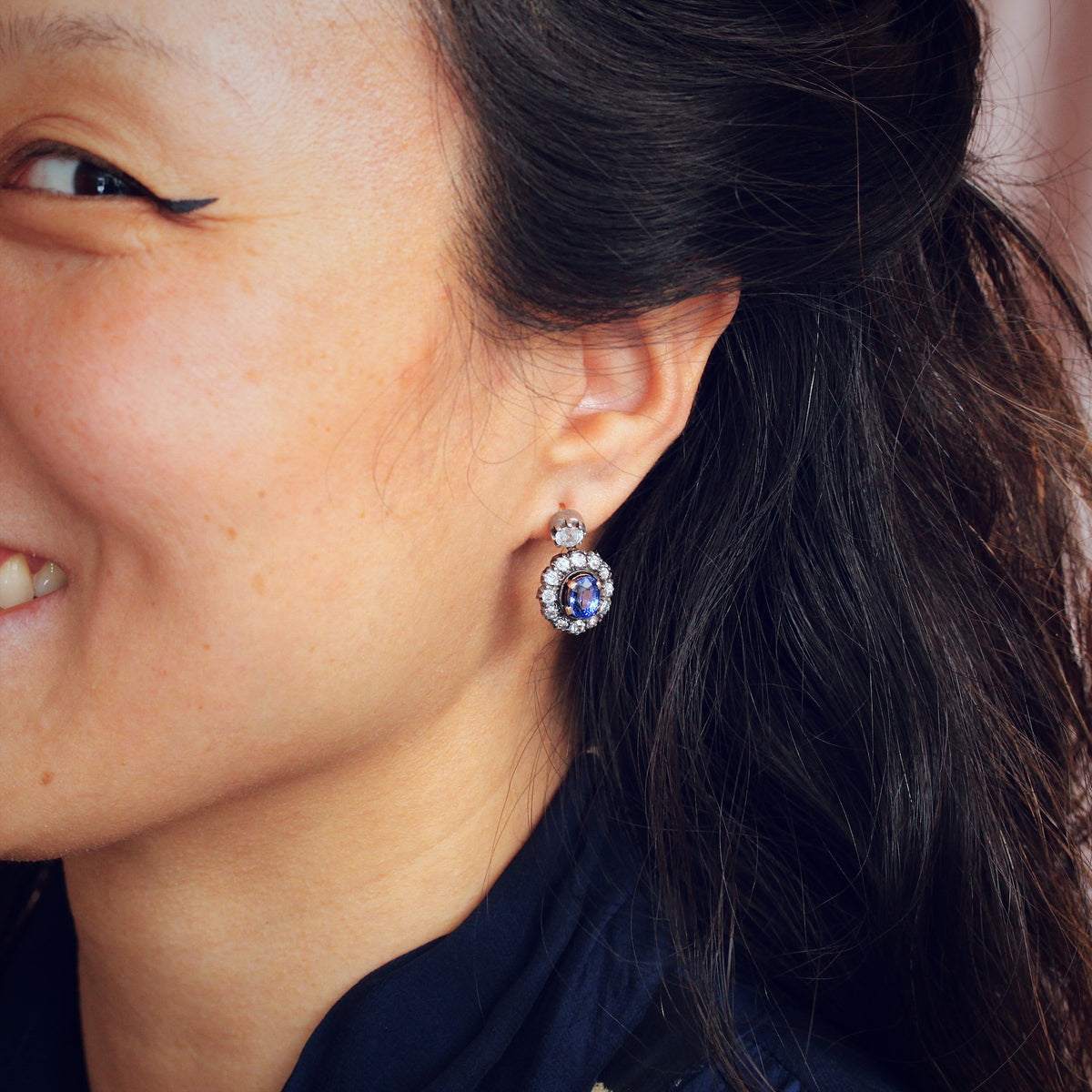 WOWEE!! Most Fabulous Victorian Sapphire & Diamond Earrings