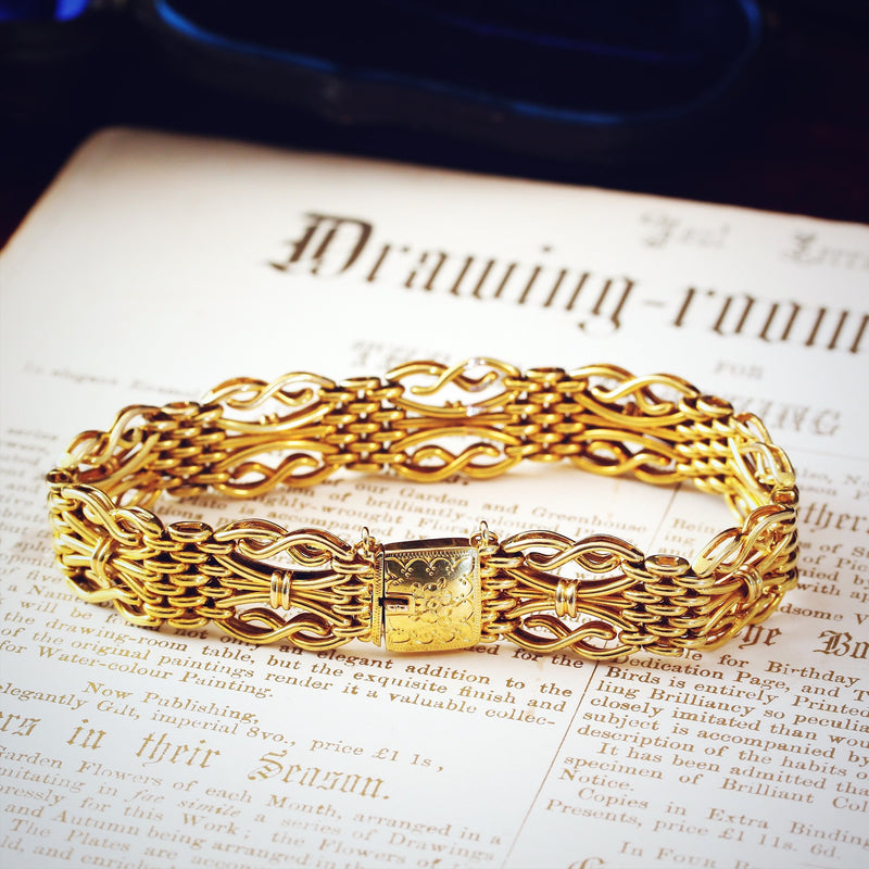 Especially Nice 9ct Gold Edwardian Gate Bracelet