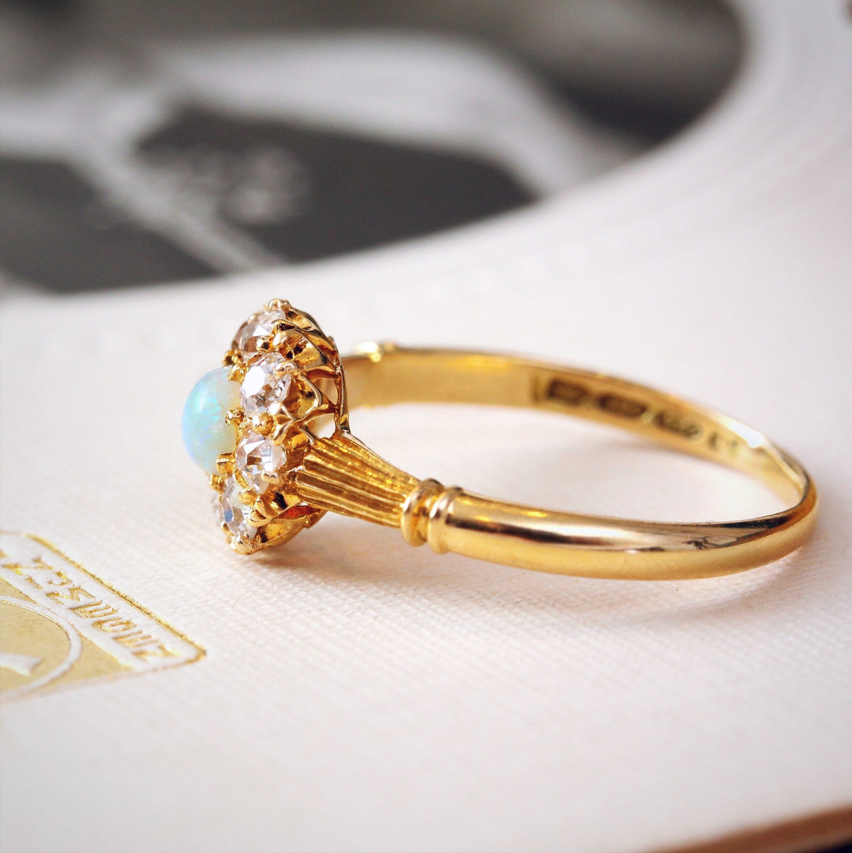 Splendid Date 1890 Opal & Diamond Blossom Ring