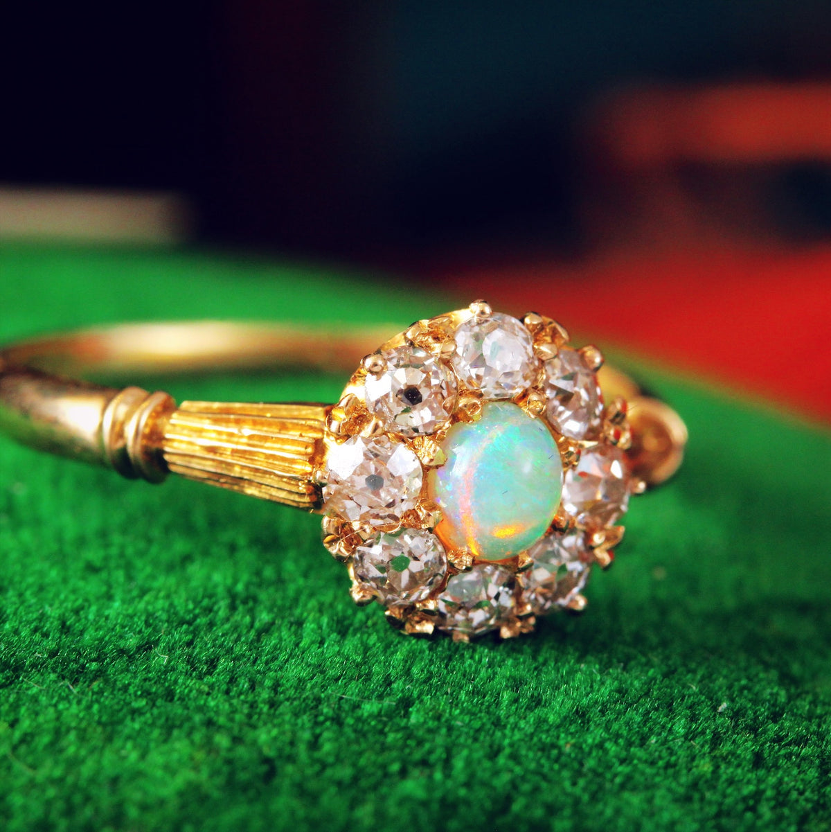 Splendid Date 1890 Opal & Diamond Blossom Ring