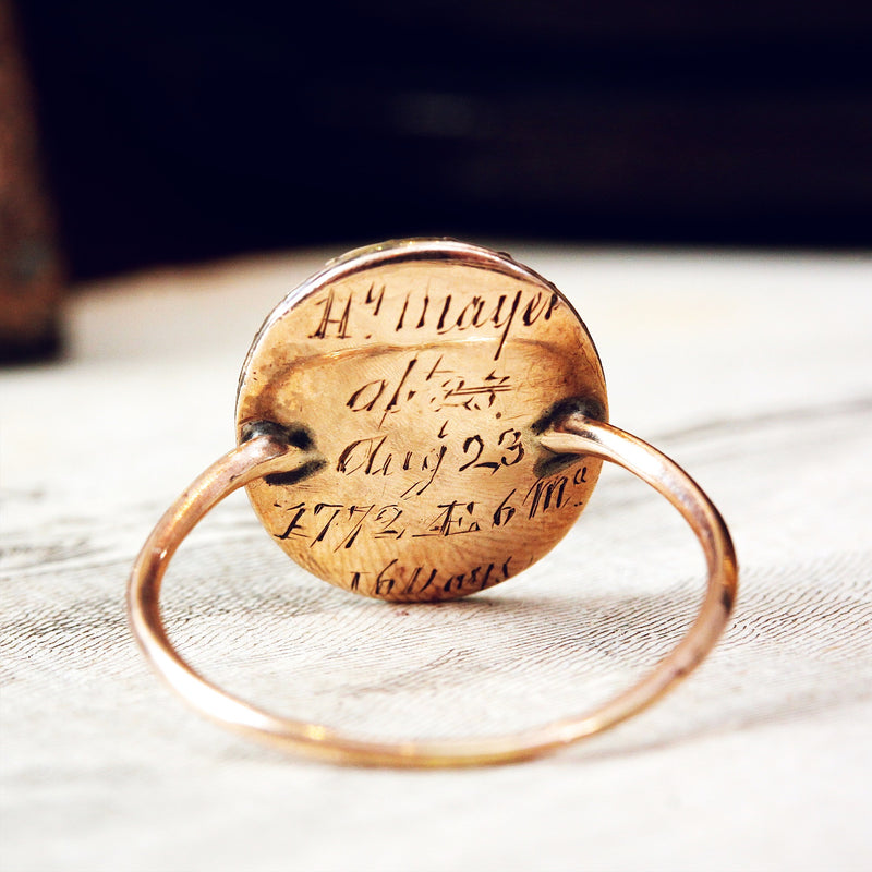 Antique Georgian Garnet Woven Hair Memorial Ring