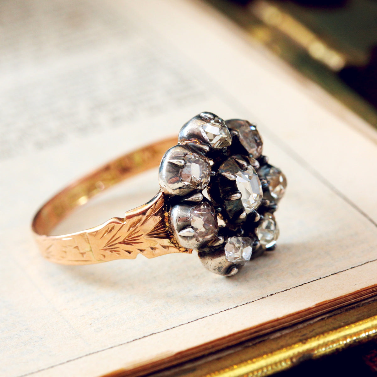 Antique Georgian Diamond Rosette Cluster Ring