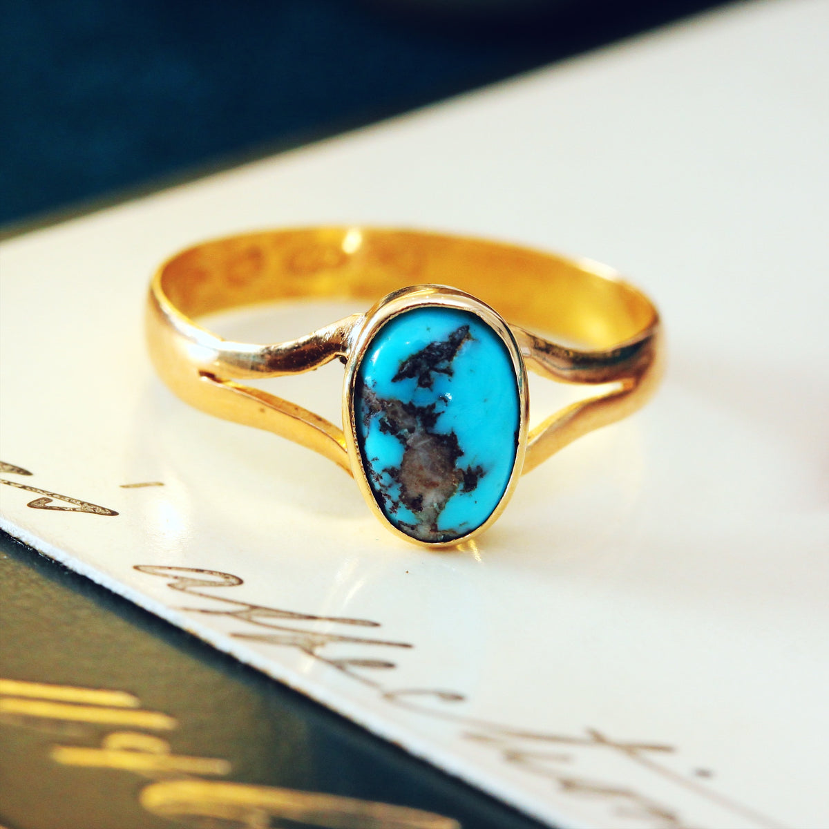 Date 1887 22ct Gold and Turquoise Ring