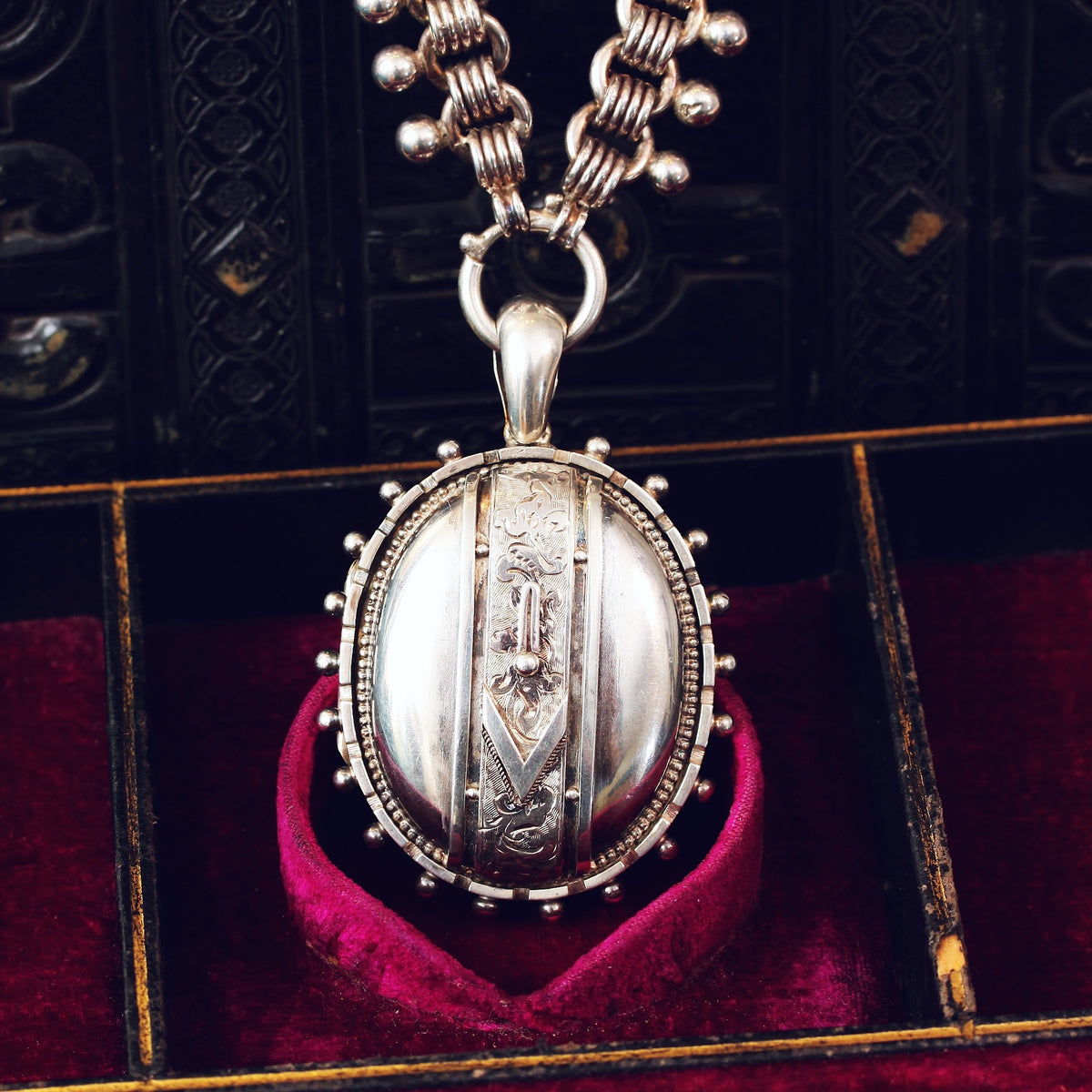 Quite Fabulous Antique Victorian Silver Locket and Collarette