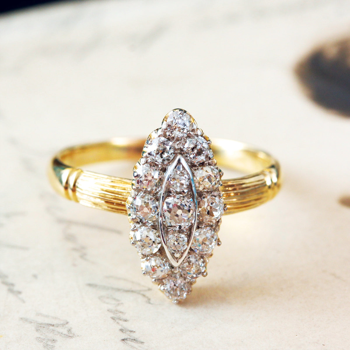 Edwardian Marquise Diamond Cluster Ring