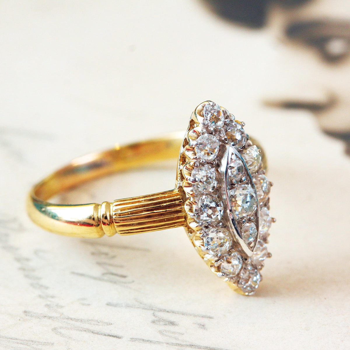 Edwardian Marquise Diamond Cluster Ring