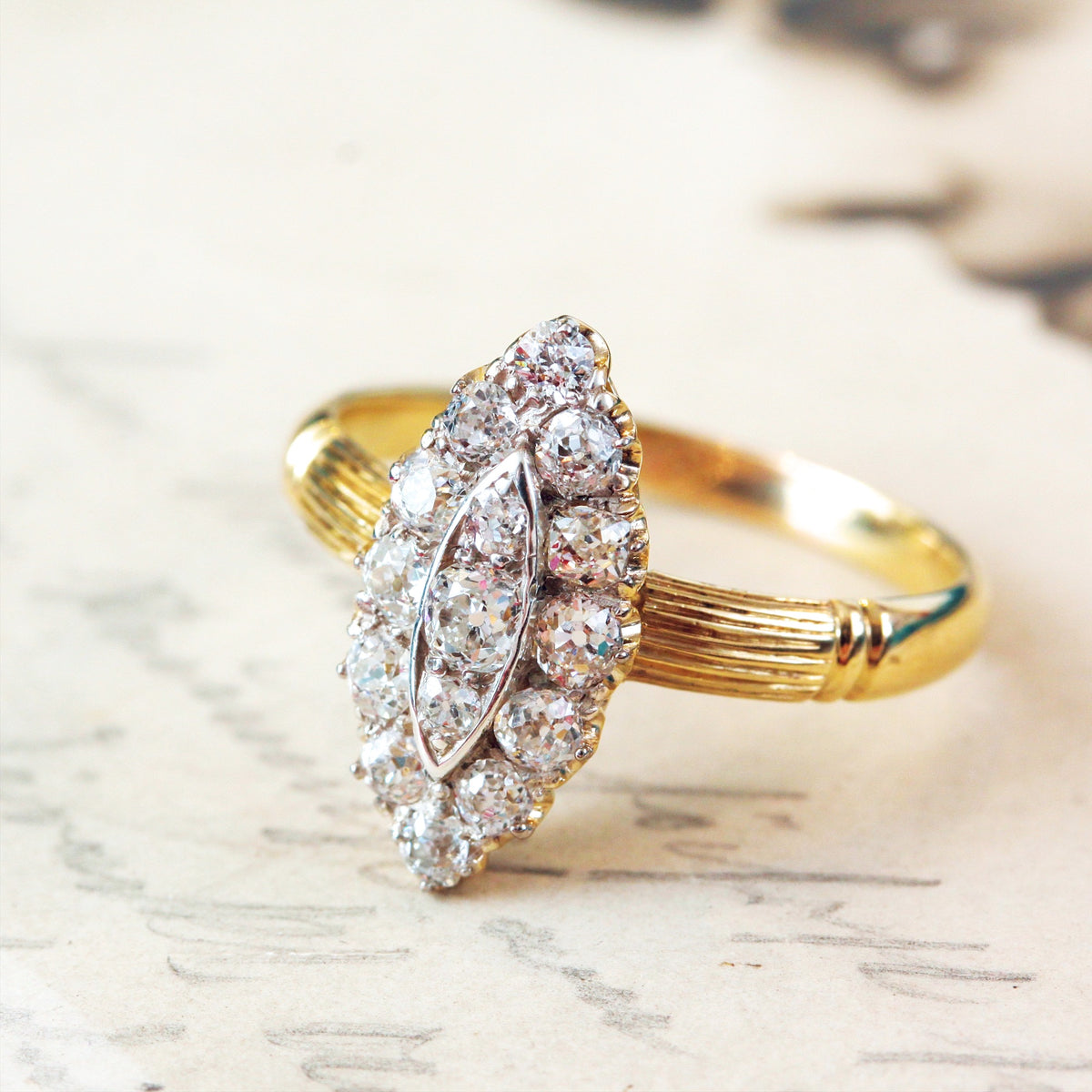 Edwardian Marquise Diamond Cluster Ring