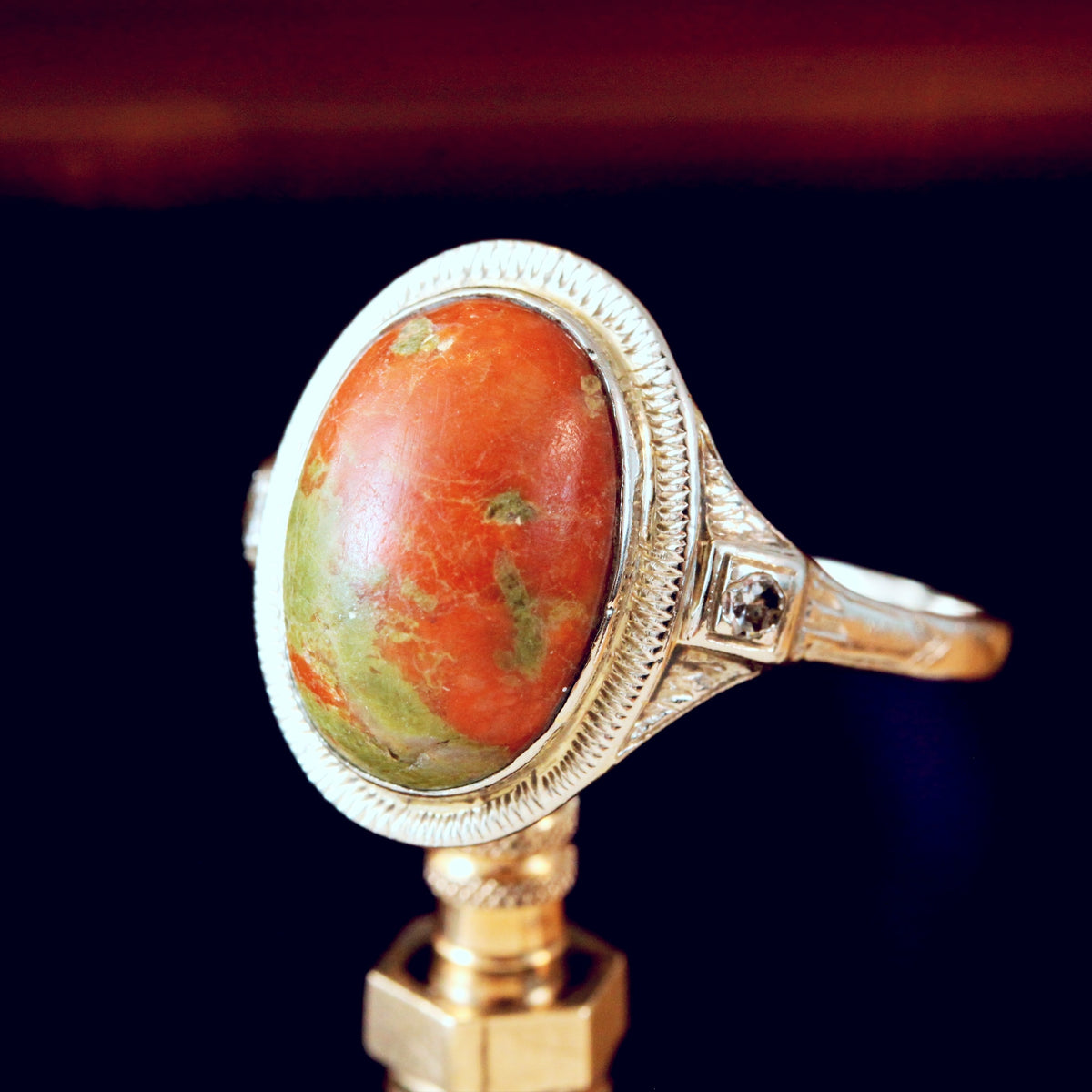 Agate and Diamond Ring