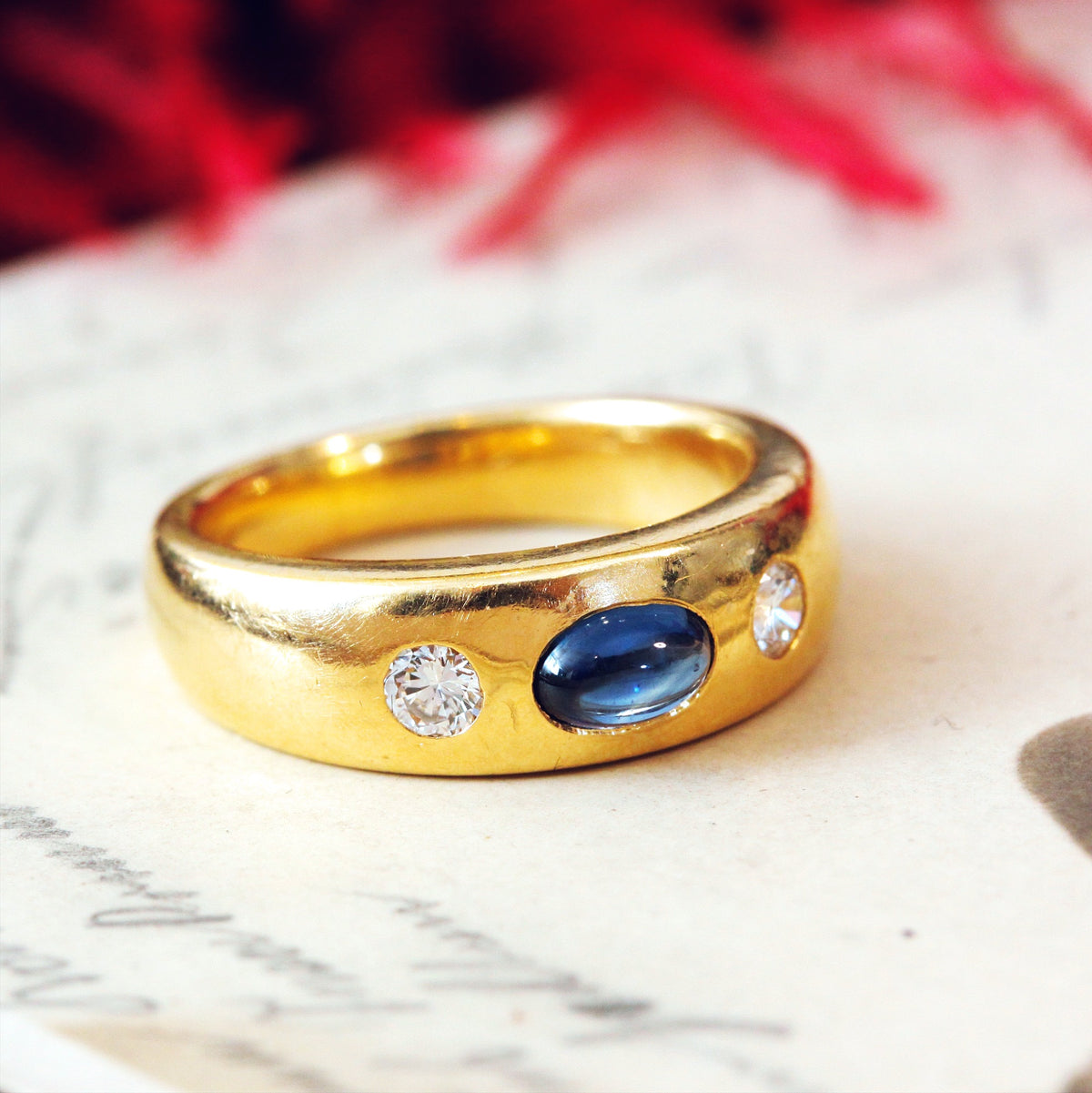 Cabochon Sapphire & Diamond Ring