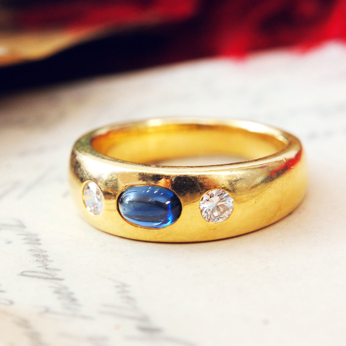 Cabochon Sapphire & Diamond Ring