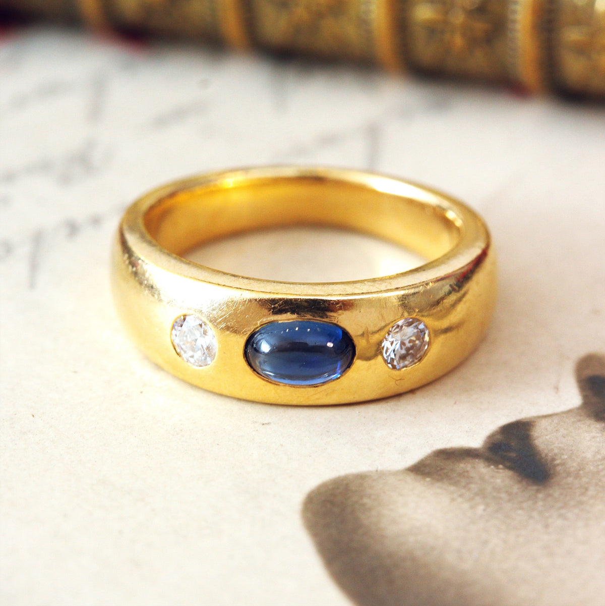 Cabochon Sapphire & Diamond Ring