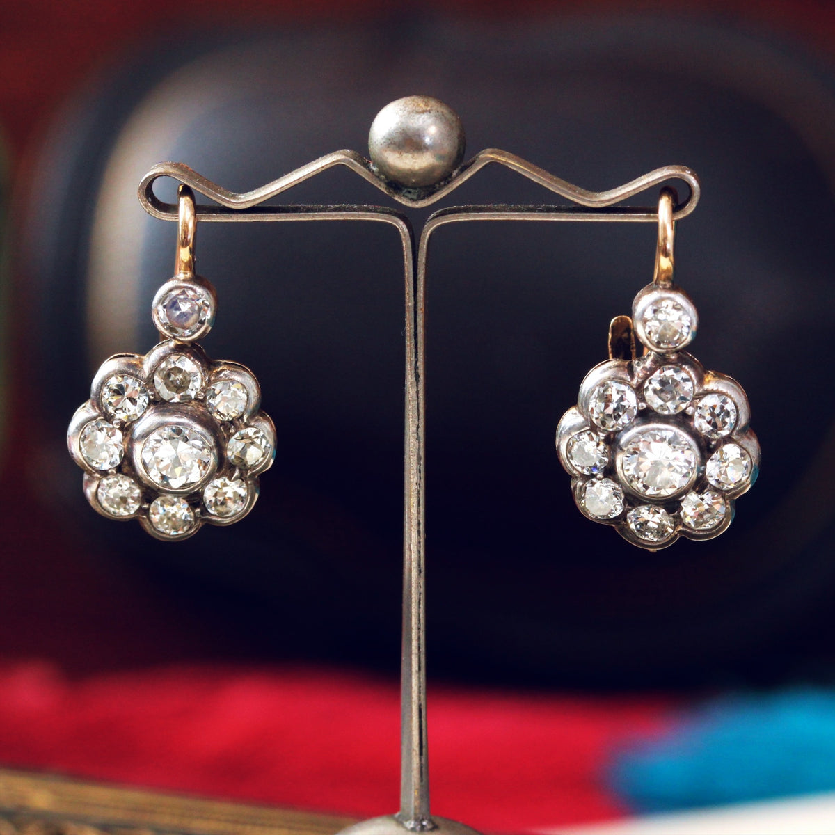 Antique Diamond Rosette Earrings