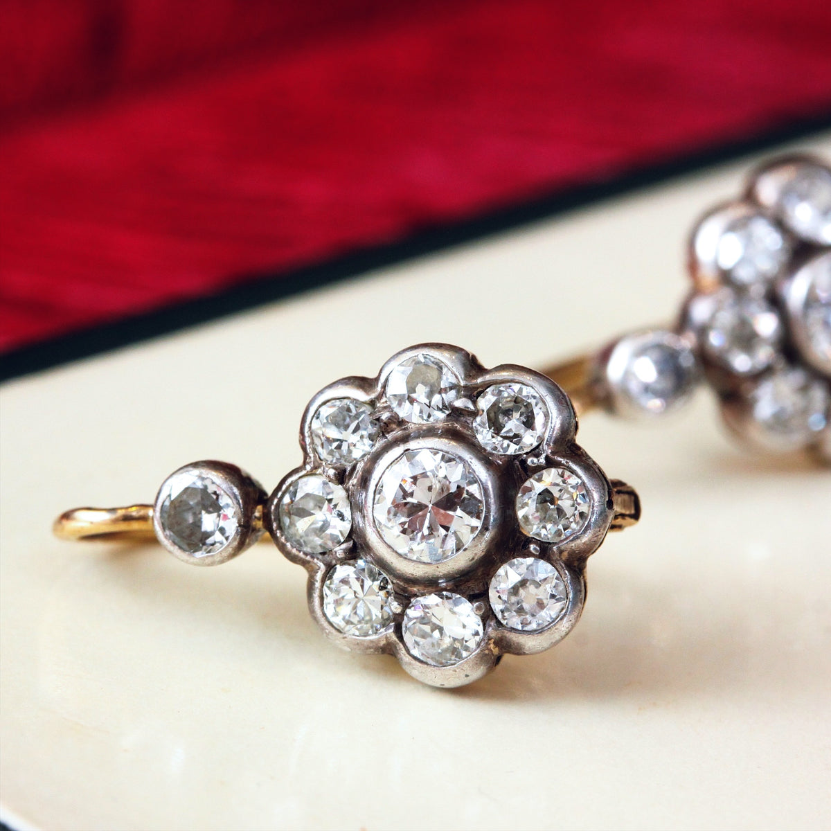 Stupendous Dazzlin' Antique Diamond Rosette Earrings