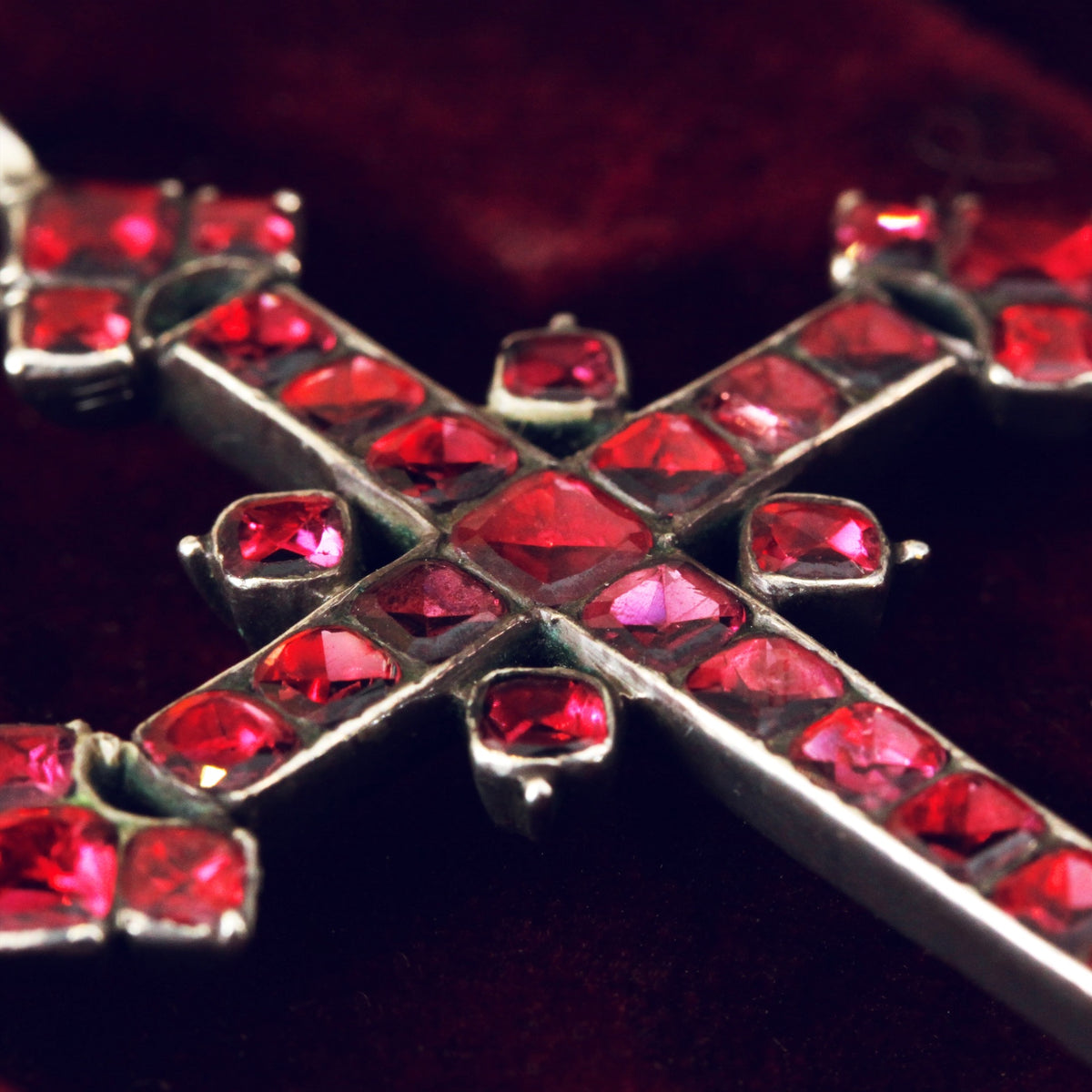 Antique Georgian Iberian Foiled Garnet Cross