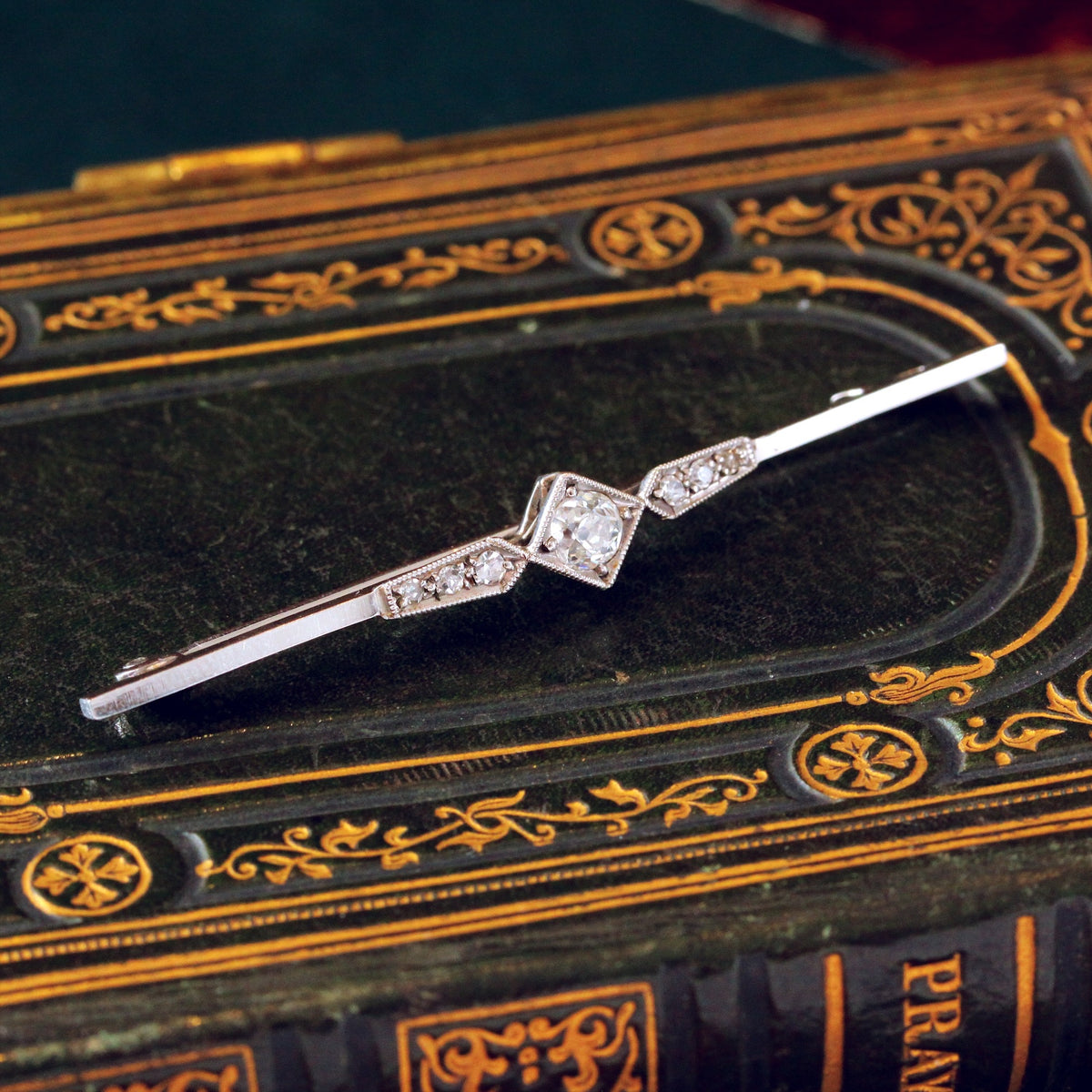 Vintage Art Deco Diamond Bar Brooch