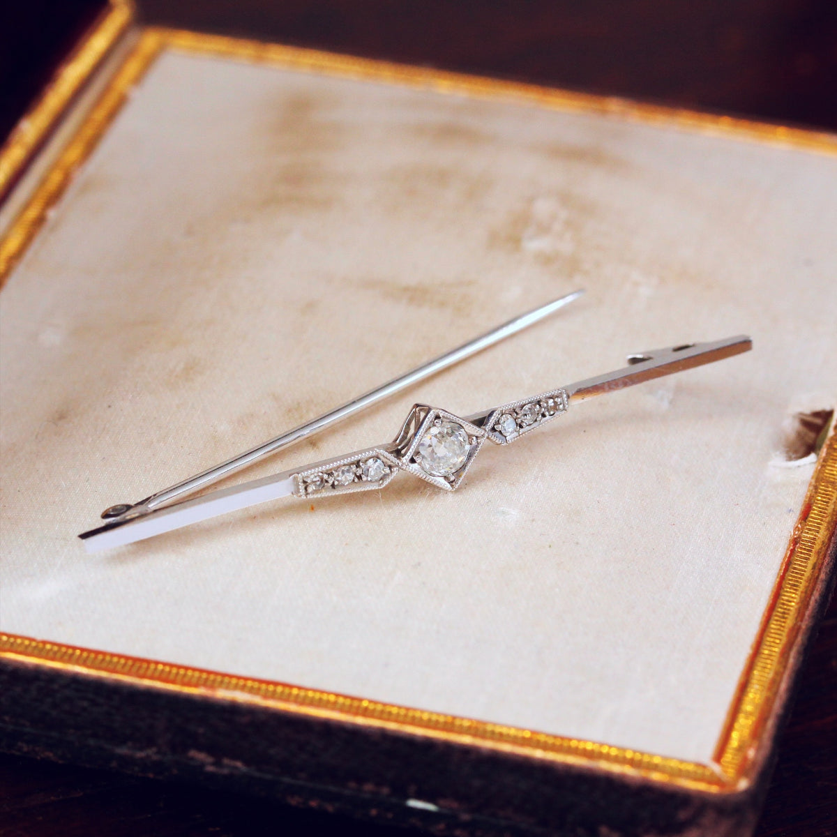 Vintage Art Deco Diamond Bar Brooch