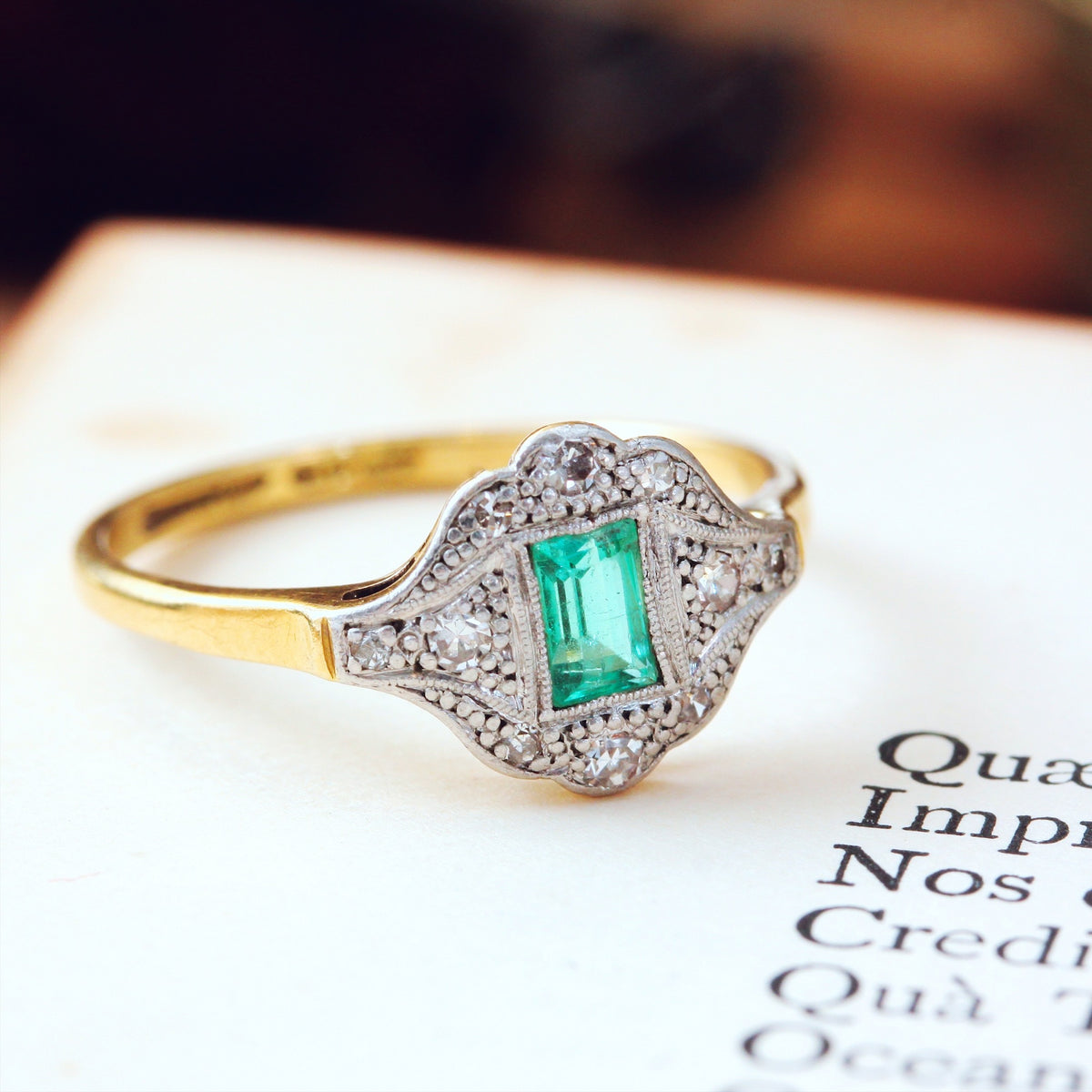 Antique 1920's Emerald & Diamond Ring