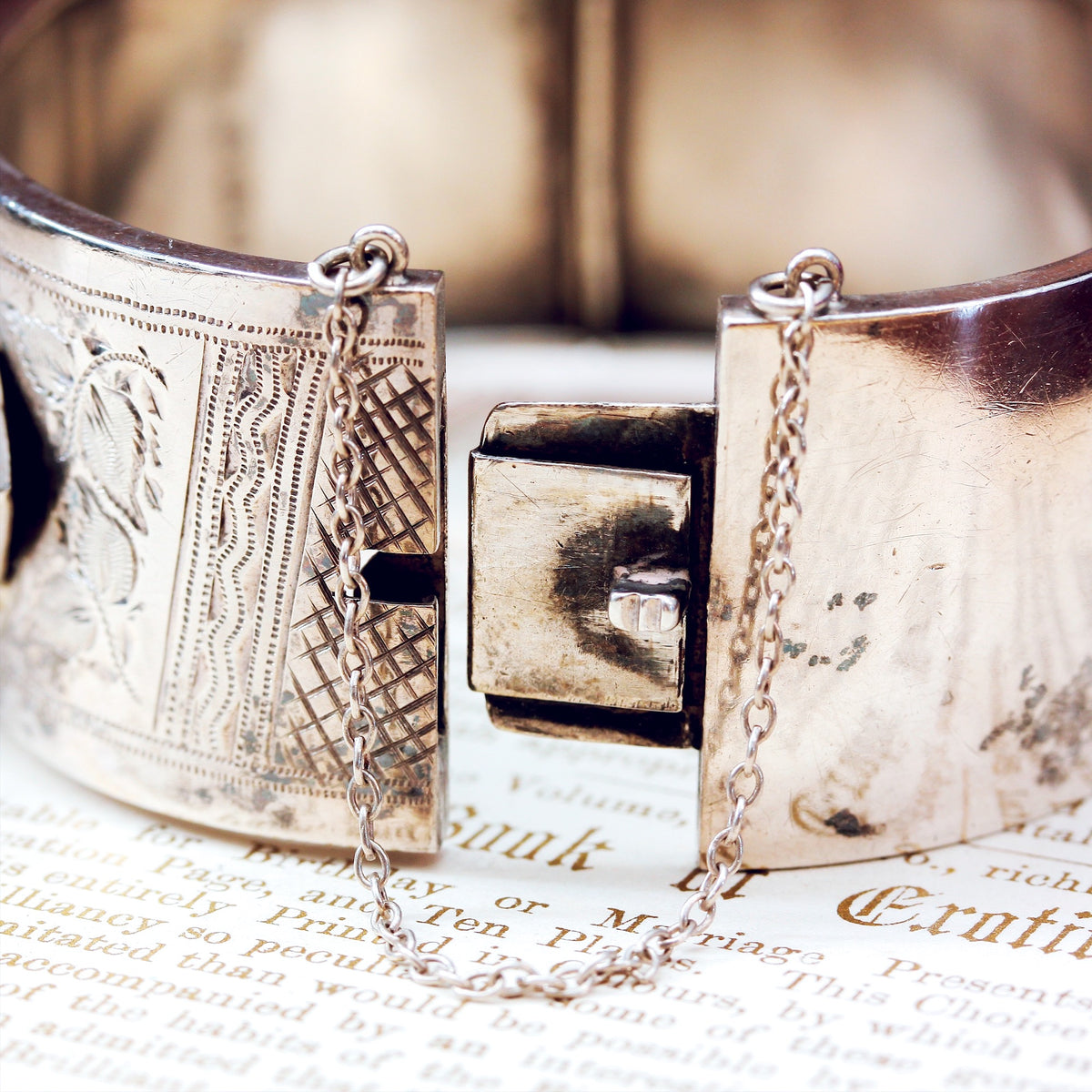 Antique Date 1886 Silver Bangle