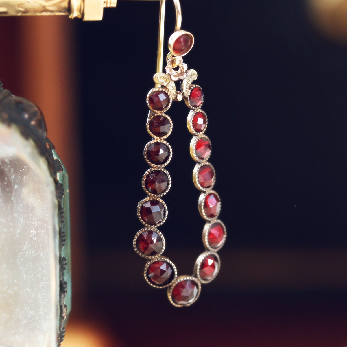 Antique Georgian Rose Cut Garnet Earrings