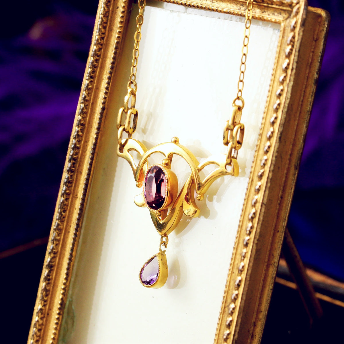 Dramatic Antique Art Nouveau Amethyst Pendant